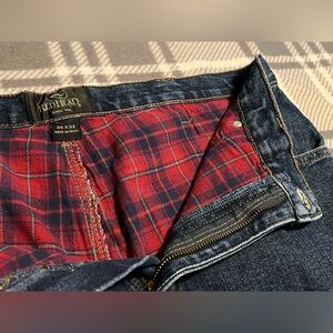 RedHead Men's Dark Blue Flannel Lined Jeans. 35x30